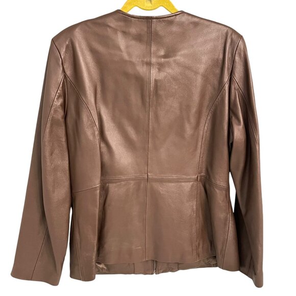 Pamela McCoy Womens Large Genuine Leather Jacket With Floral Cutout Design - Picture 6 of 8